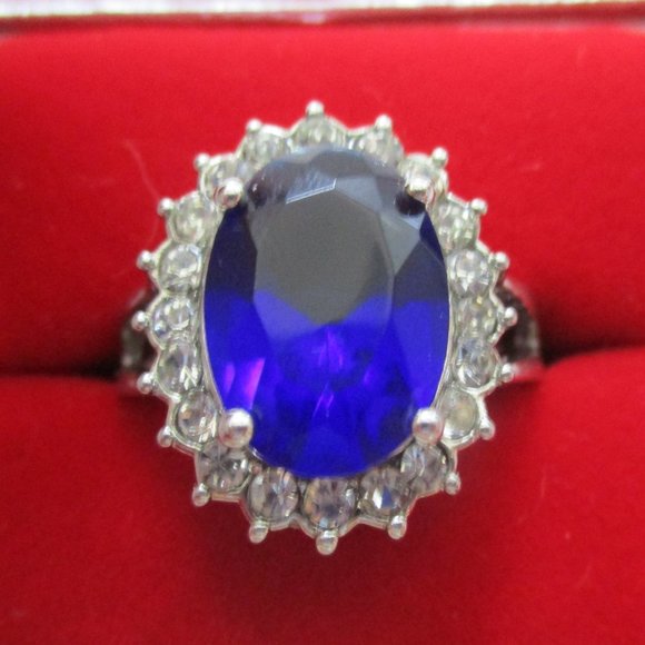 Blue Sapphire Cocktail Ring 6.5 - Picture 3 of 16